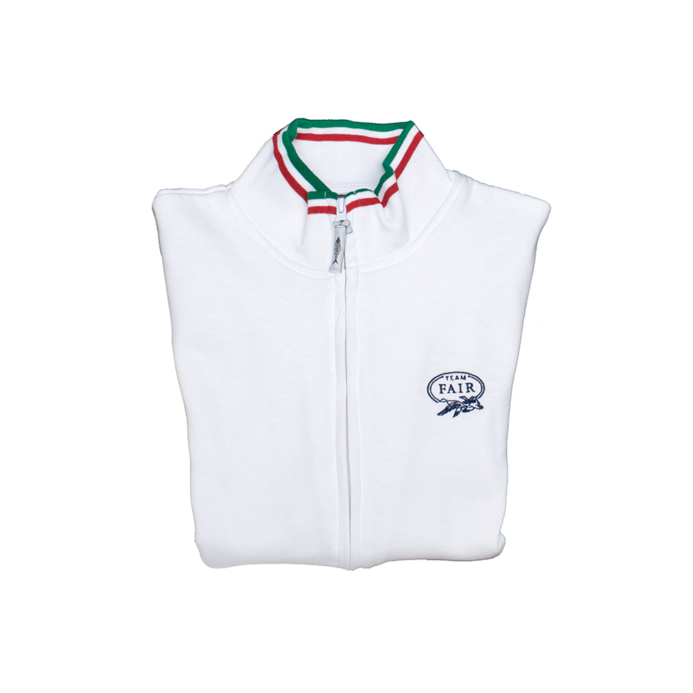 FAIR sweat blanc à zip logo drapeau italien