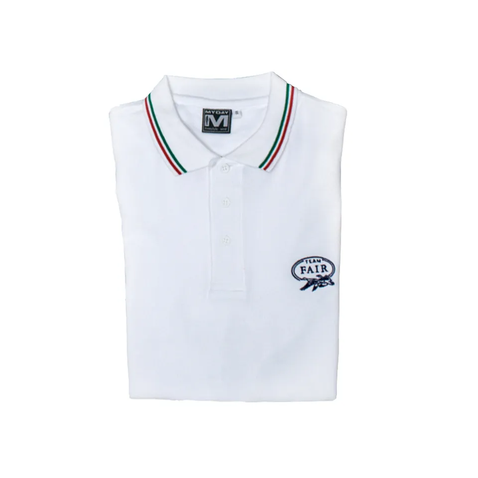 FAIR polo manches courtes blanc logo tricolore