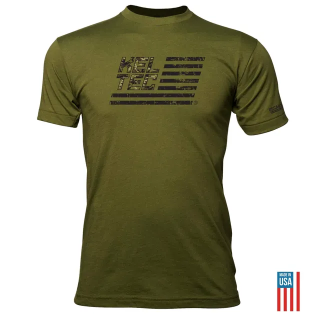 Kel-Tec T-Shirt Olive Camo Flag Coton