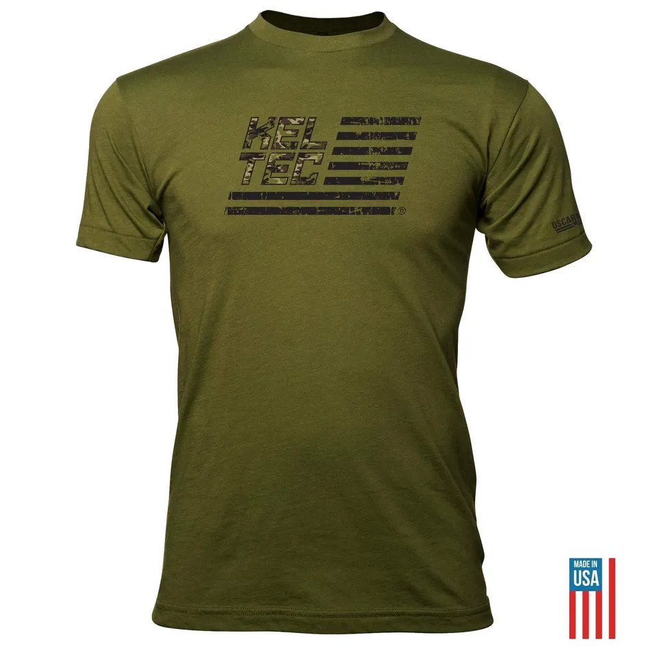 Kel-Tec T-Shirt Olive Camo Flag Coton