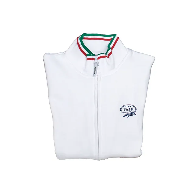 FAIR sweat blanc à zip logo drapeau italien