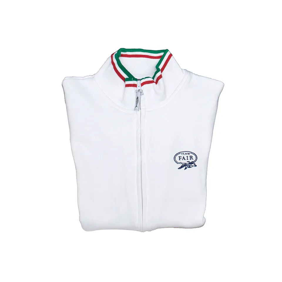 FAIR sweat blanc à zip logo drapeau italien